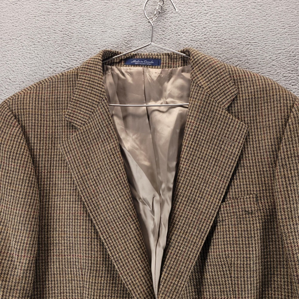 VTG Polo University Club Blazer Mens 42 Brown Silk Wool Check Tweed Sport Coat